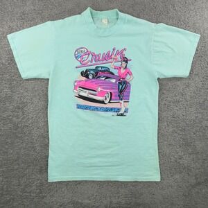 VTG 1991 Still Cruisin CLASSIC CAR PINUP Girl T-Shirt  XL Made in USA 90s FLAWS*
